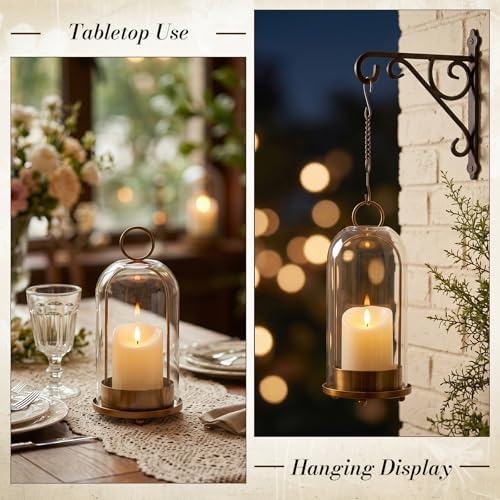12"&9"&7" Hurricane Glass Candle Holders, Hurricane Holder with Metal Base - Image 4