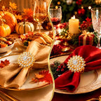 30 Pcs Gold Napkin Rings, Crystal Flower Holders for Holiday Table Setting - Image 5