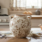 Brown Vintage Antique Vase, 5.6 Inch All Seasons Chinoiserie Floral Vase, Rustic Ceramic Vase for Home Decor, Living Room, Bookshelf, Office, Entryway, Garden, Chinoiserie Decor, Tuscan Decor - Image 7