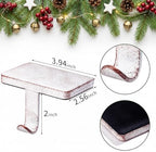 Vintage White Christmas Stocking Hooks Set of 6 – Weighted Metal Mantle Stocking Hangers with Non-Slip Base for Fireplace, Shelf, TV Stand or Dresser Decor - Image 2