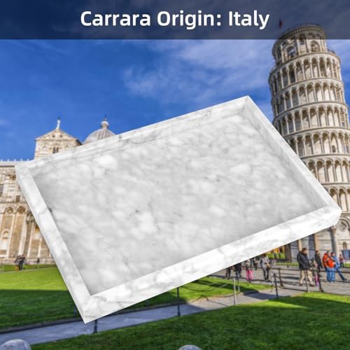 Marble Bathroom Vanity Tray, Carrara White, 12"x 8" x1.2" - Image 5