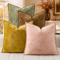 a moment Throw Pillow Covers 24X24 Inch 4 Packs,Soft Velvet Decorative Pillow Cases with 3D Ice Flower,Texture Modern Accent Cushion Covers for Sofa Couch Home Decor Golden Earth by amoment