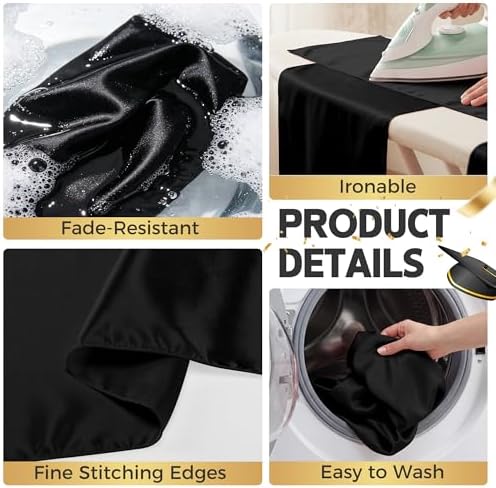 24 Pack Black Satin Table Runners 12 x 108 Inch Reusable Seamless Design - Image 5