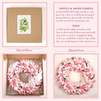 Tulip Wreath for Front Door, 20 Inch Tulip Spring Summer Wreath with Green Leaves, Artificial Floral Door Wreath for All Seasons Wall Window Valentine Easter Home Decor (Pink) - Image 5