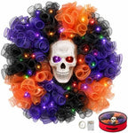 24 in Halloween Wreath with Skull and Color-Changing Lights by Wizcave
