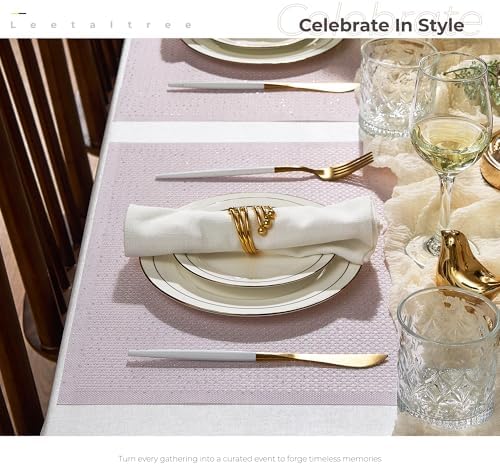 Leetaltree Woven Vinyl Placemats Set of 24, Lavender Sequin - Image 3