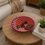 Handwoven African Basket Bowl for Fruits Wall Decor 8in diameter - Image 6