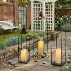 Decorative Candle Lanterns Set of 3, Black Metal for Indoor & Outdoor by DARJEN