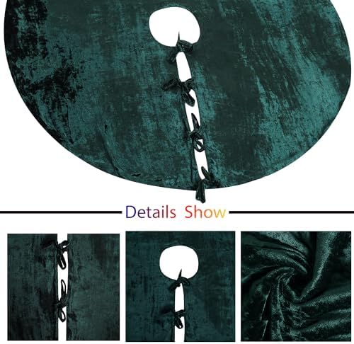 Sophia-Art Christmas Tree Skirt, Luxury Velvet Plush Skirt, Xmas Decoration Holiday Party Décor, Soft Velvet Home Décor Merry Christmas Party Christmas Tree Decorations (Dark Green,48 Inch) - Image 4