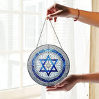 Jewish Star of David Suncatcher, Hanukkah Decor Window Hanging Stained Glass Decoration (7.8 Inches) - Image 5