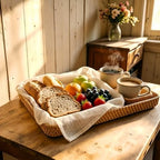 i-lan 17" Large Rattan Nesting Serving Trays, Handwoven Wicker Set of 3 - Image 6