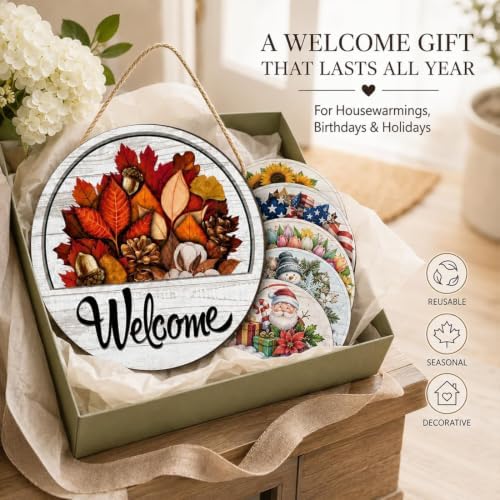 16 PCS Interchangeable Welcome Sign for Front Door, 11.8'' Magnetic Welcome Sign for Front Door with 16 Magnetic Icons, One Sign for Every Season for Home House Warming Gifts，2PCS - Image 6