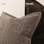 Decorative Chenille Luxury Throw Pillow Covers with Wide Edge, Textured Solid Pillowcases, Soft Velvet Cushion Cover Home Décor for Couch Sofa Living Room,18×18 Inch, Set of 2, Taupe - Image 3