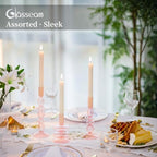 Glasseam Pink Tapered Candlestick Holders 3Pcs Glass Taper for Table Decor - Image 2