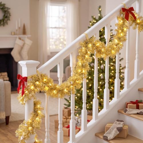 Hotop 2 Pcs 9 ft Gold Artificial Christmas Garland - Image 5