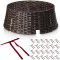 28" Christmas Tree Collar for Pencil Trees with 24Pcs Velvet Christmas Tree Bows,Cord Cut-Out, Basket Tree Skirt Collar Stand for 4.5-9 ft Artificial Trees by TKKEUEP
