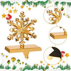 Hxezoc 2 Pack Gold Snowflake Christmas Stocking Holders, Metal Mantel Stocking Hangers for Christmas Fireplace Mantel Decorations Christmas Holiday Supplies - Image 7