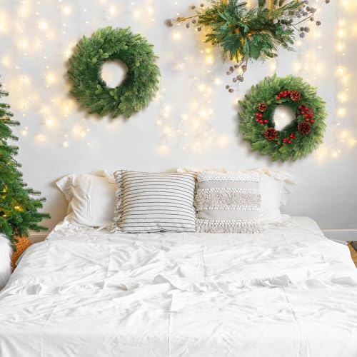 Zeyune 4 Pcs 14" Christmas DIY Green Wreath Artificial Wreath, Novel Style - Image 5