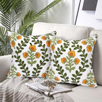 Alysheer Embroidered Decorative Throw Pillow Cover 18"x 18" Set of 2,Orange - Image 2
