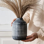SIDUCAL Ceramic Rustic Farmhouse Vase, Sand Glaze Finish Boho Vase, Pottery Decorative Flower for Home Decor, Table, Living Room Decoration, Shelf Decor, Mantel, 7.4 Inch, Black - Image 5