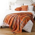 Orange Plaid Throw Blanket for Couch, Fall Throw Blanket 50"x60" Fall Decor - Image 3