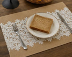 Natural Jute Placemats Set of 6 with Floral Lace, Burlap Table Mats - Image 4