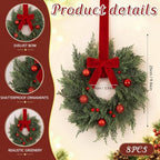 Thiccywoov 8 Pcs 10" Small Christmas Cabinet Wreaths with Velvet Bow - Image 3