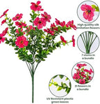 20 Bundles Artificial Flowers for Outdoor, Fake Plants Spring Decor RoseRed - Image 3