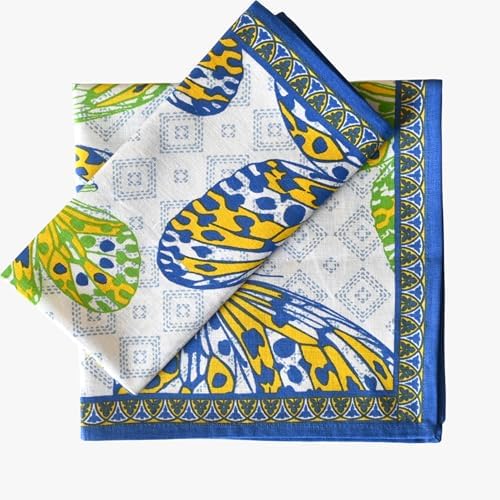 FINGERCRAFT Cloth Napkins Set of 12 Cotton Linen, 20x20 Inch, Butterfly by FINGERCRAFT