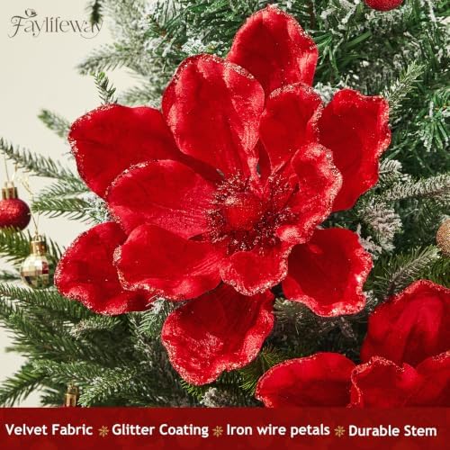 8PCS Large Christmas Magnolia Flowers for Christmas Tree Wreath - Image 6