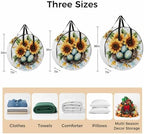 Easter Eggs Nest Round Storage Bag 24 Inch, Watercolor Green Egg Spring Sunflowers Floral Leaf Clothes Storage Container with Handles Heavy Duty Organizer for Comforter, Bedding & Holiday Wreaths - Image 7