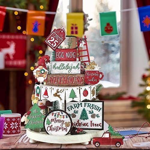 14 Pcs Halloween Tiered Tray Decor Set, Gnome Wood Table Signs (Cute) - Image 5