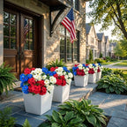 Hananona 12 Pcs Artificial Geranium Flowers for Outdoors Geranium Silk Red White Blue Flowers Outdoor UV Resistant Plants Faux Patriotic Flowers for 4th of July Home Decor (12, RedWhiteBlue) - Image 3