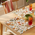 Thanksgiving Placemats Set of 8,Cotton Linen Fabric Place Mats,Fall Fox Squirrel Rabbit Mushroom Maple Leaves Decorative Table Mats Protector for Home Kitchen Dining Wedding Party Coffee Tables - Image 4