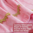 Arrowbash Pink 48 Inch Christmas Tree Skirt Velvet Scallop Ddge - Image 3
