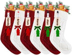 6 Pack Christmas Stockings 18 Inch Cable Knit Stockings with Personalized Snowman Name Tags, Red and White Large Xmas Hanging Stockings with Velvet Bows for Fireplace Mantel Holiday Family Decor by Unknown