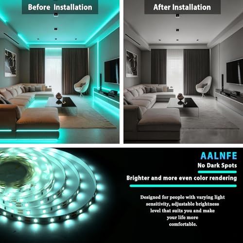 Teal 30 Foot Led Lights Strip Indoor Rope Lights Easy DIY Cuttable Strip Lights for Room Bathroom Living Room Kitchen Ceiling Wall Vanity Mirror Decor - Image 3