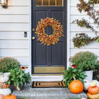 20 Inch Fall Wreath with Green Leaves and Yellow Daisies - Artificial Grains Flower Wreath for Front Door, Farmhouse Decor Indoor & Outdoor Wedding Wall Home Decor - Image 5