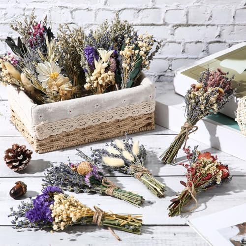 Layhit 24 Pcs Mini Dried Flower Bouquets Boho for Vase, Lavender - Image 6
