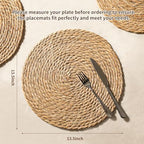 13.8'' Round Woven Placemats Set of 60, Boho Wicker Chargers, Terrekraft - Image 2