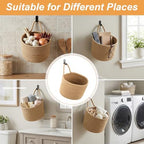 6 PCS Wall Hanging Basket Set Handwoven Cotton Rope Hanging Fruit Basket Organizer with Hooks Boho Decorative Storage Bins for Home Kitchen Office Door Wall - Image 7