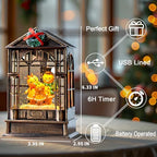 Christmas Snow Globe, Lighted Gingerbread Man Family Scene, Musical Snow Water Lantern Swirling Glittering Holiday Decoration and Gift for Family Children or Friends - Image 2