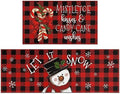 Buffalo Plaid Snowman Christmas Kitchen Rugs and Mats Set 2 Piece for Floor,Let It Snow Xmas Winter Holiday Non Skid Low-Profile Sink Rug Mat Decorations for Home Kitchen 18"x48"+18"x30" by Xsinufn