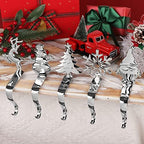 URATOT Christmas Stocking Holders Non-Slip Metal Stocking Hooks Mantel Stocking Holders Hanger in 5 Designs for Christmas Decoration, Silver, Set of 5 - Image 5