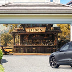ANNA QUEEN Saloon Garage Door Banner 6x13FT, Western Bar Garage Door Cover with Rustic Outdoor “SALOON” Sign, Large Cowboy Theme Decoration Backdrop for Garage Doors, Backyard Parties, Fence & Barn - Image 2