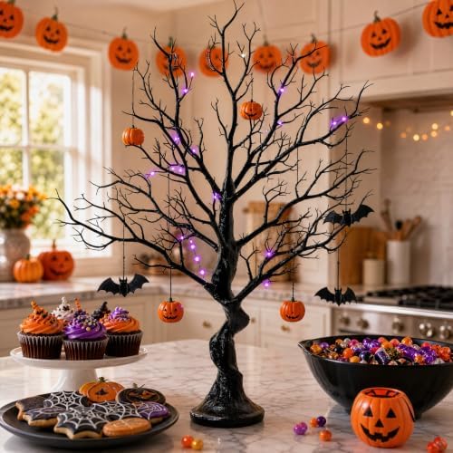 33 Inch Black Halloween Tree Centerpiece - Spring Table Decor for Easter, Halloween, Birthday Parties | Reusable Manzanita Branch Display with Easy Assembly | Durable Holiday Home Decoration - Image 4