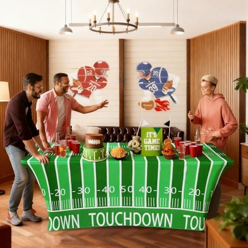 Oudain 2 Pcs Football Stretch Table Cover 6 ft Football Tablecloth - Image 3