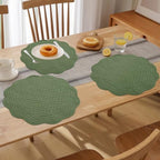 HOMBYS Quilted Placemats Set of 6 Washable Round Placemats for Kitchen Table-100% Cotton Fabric 14 Inch Round Table Mats, Cotton Fabric with Microfiber Filling (14"x14", Emerald Green) - Image 6