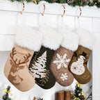 GEX Christmas Stockings 4 Pack for Family Soft Suede with Rope Stitch Embroidery Large 20" Fluffy Faux Fur Rustic Farmhouse Country Stockings for Xmas Fireplace Decoration (Set of 4) - Image 2