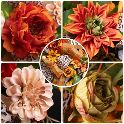 24 Inch Fall Wreaths for Front Door, Autumn Wreath with Welcome Sign - Image 3